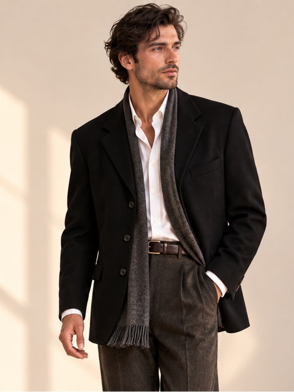 Fil à fil Vintage Wool Cashmere 3-Button Heritage Blazer Black Sz 48R